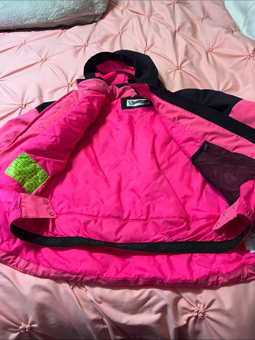 Spyder Hot Pink and Black Colorblock Ski Jacket
